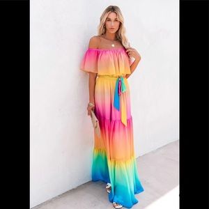 Rainbow Ruffle Maxi Dress